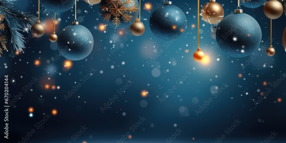 Poster A festive scene with a bunch of Christmas balls hanging from a tree. This image can be used to create a cheerful holiday atmosphere.