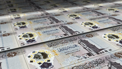 Libya Dinar note money printing concept 3d illustration