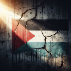 Palestinian flag painted on cracked old wall - obrazy, fototapety, plakaty