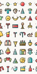 A collection of various colored icons displayed on a clean white background. This versatile image can be used for a wide range of projects and designs