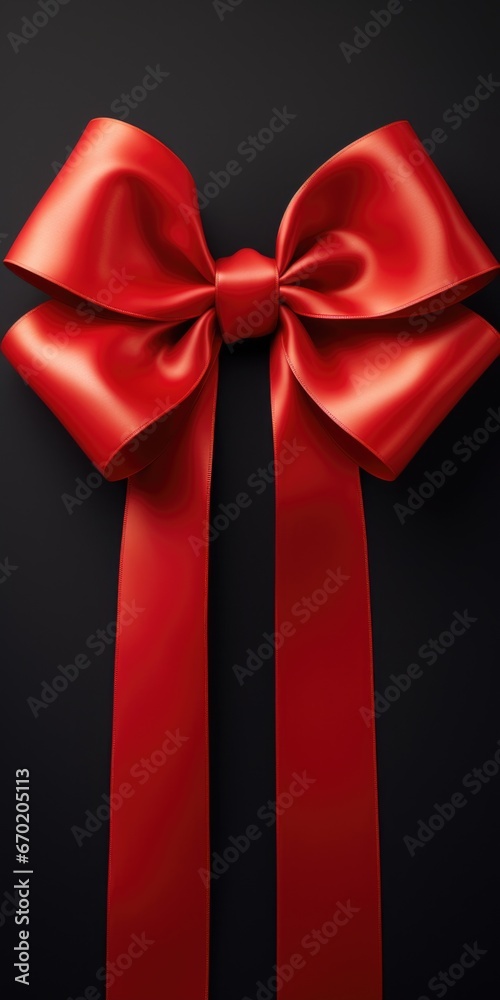 Aufkleber A simple and elegant red bow placed on a sleek black background. Perfect for adding a touch of sophistication to any project or design