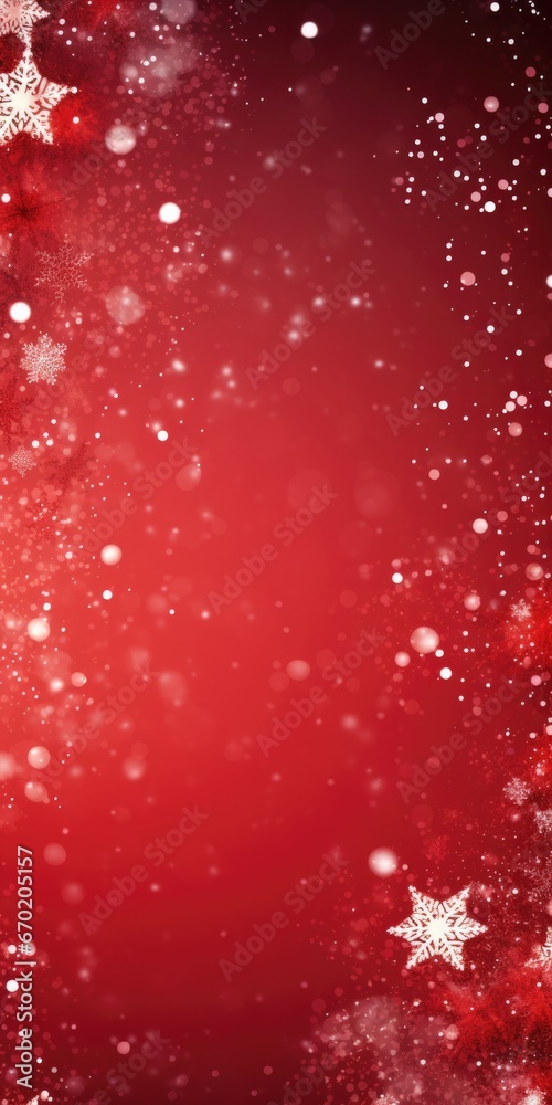 Poster a vibrant red background with delicate snowflakes and sparkling stars. ideal for festive occasions a