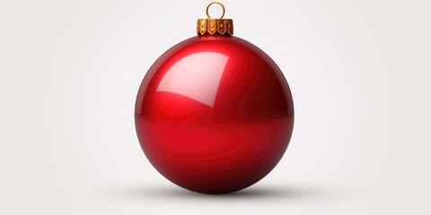 A single red Christmas ornament on a clean white background. Perfect for holiday-themed designs and decorations