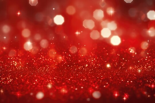 A vibrant red background with an abundance of sparkling lights. This image can be used to add a touch of glamour and excitement to various projects