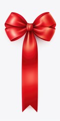A vibrant red bow stands out against a clean white background. This versatile image can be used for a variety of occasions and themes