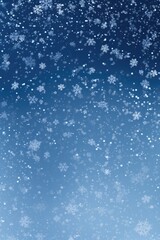 Snow flakes falling from the sky on a blue background. Perfect for winter-themed designs and holiday greetings - obrazy, fototapety, plakaty