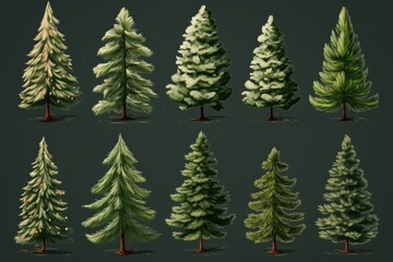 A vibrant collection of trees painted in various colors. Perfect for adding a pop of color to any project or design