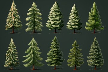 Obraz premium A vibrant collection of trees painted in various colors. Perfect for adding a pop of color to any project or design