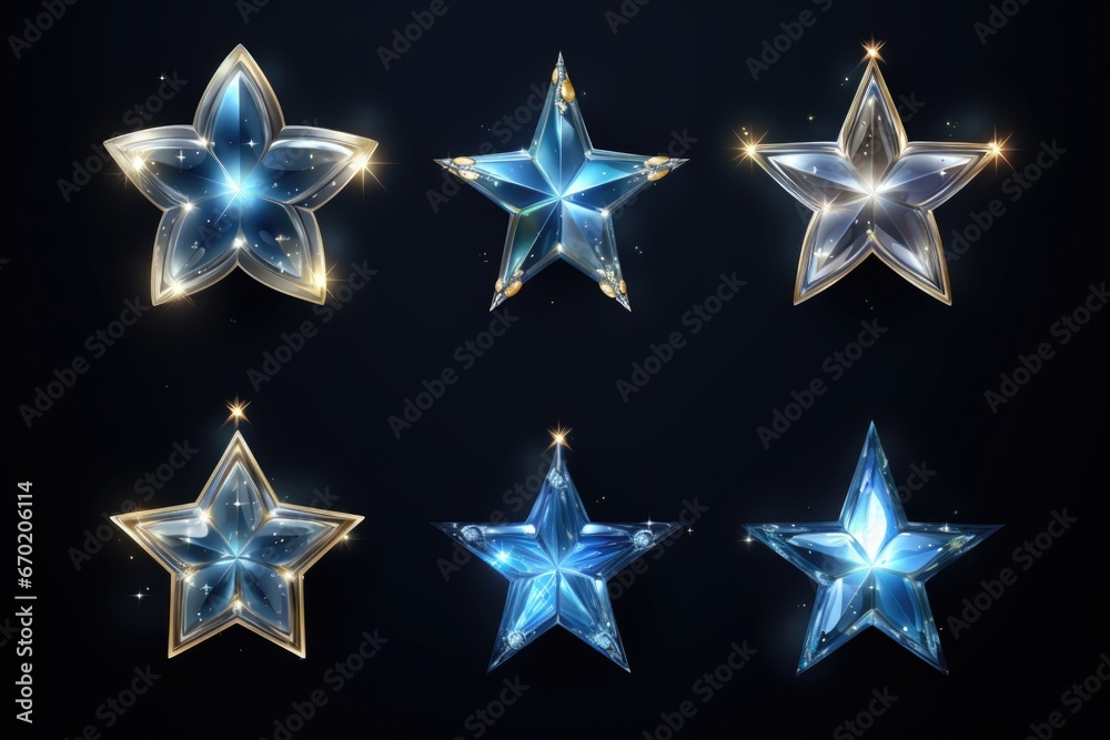 Poster A set of shiny stars on a dark background. This image can be used to add a touch of magic and sparkle to various projects