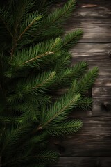 A detailed close-up view of a pine tree on a wooden surface. This image can be used to depict nature, forestry, or even Christmas-themed concepts