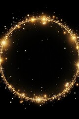 Obraz premium A circle of gold sparkles on a black background. Suitable for adding a touch of glamour and elegance to various design projects
