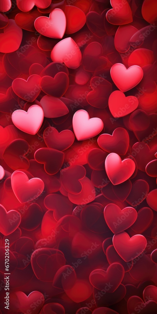Poster A beautiful image capturing a bunch of red hearts floating in the air. Perfect for expressing love and affection. Suitable for various occasions and designs