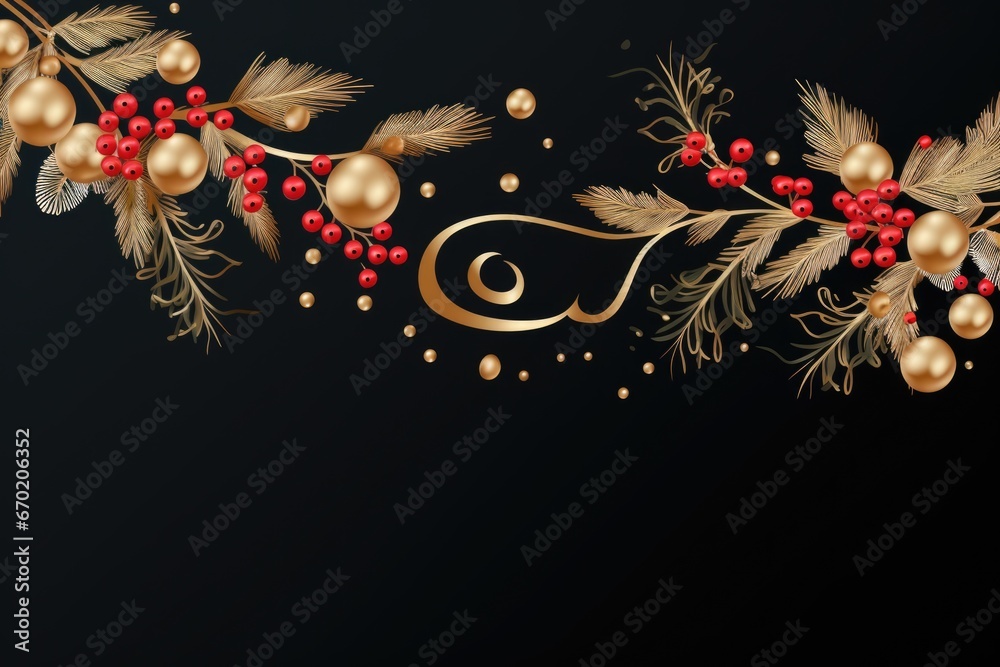 Aufkleber A simple yet elegant black background adorned with beautiful gold and red ornaments. Perfect for adding a touch of sophistication to any design. Suitable for various uses