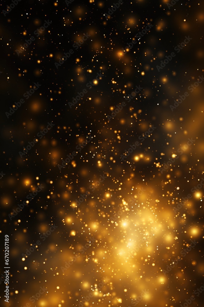 Poster a black and gold background filled with numerous stars. suitable for various uses