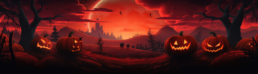 Naklejka premium Red halloween banner illustration