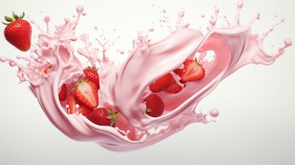 strawberry falling into water