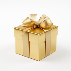 golden gift box isolated on white