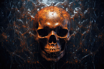Surreal background with skeleton skull