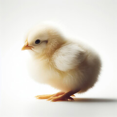 Obraz premium single Fluffy Baby Broiler Chickens Isolated on White background. ai generative