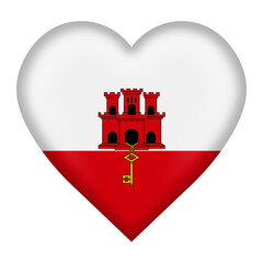 Gibraltar flag heart button with clipping path