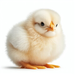 Fototapeta premium single Fluffy Baby Broiler Chickens Isolated on White background. ai generative