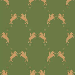 Seamless vector pattern, horse standing on its hind legs with a rider on its back