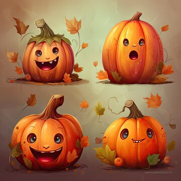set of halloween pumpkins