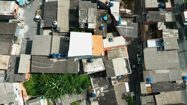 Slum city skyline poor favela drone 