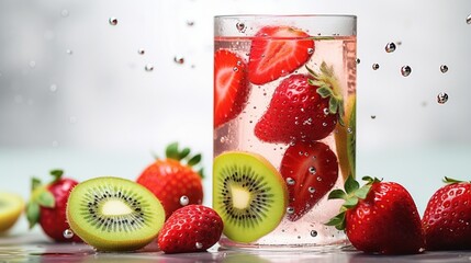 cocktail with kiwi and strawberry