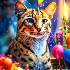Fototapeta premium Bengal cat birthday