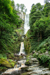 Llanrhaeadr-ym-Mochnant, Pistyll Rhaeadr Waterfall in North Wales, Oswestry, Powys, Wales. 