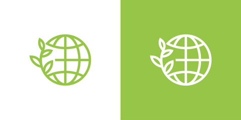 Modern and simple ecological Ball Design Template. environmental logo with green line style, green globe logo. green world. green earth.