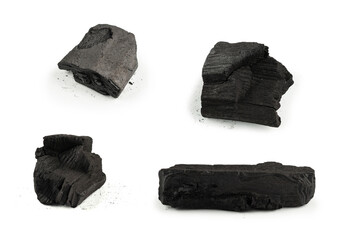 Black oak coal isolated on white background.