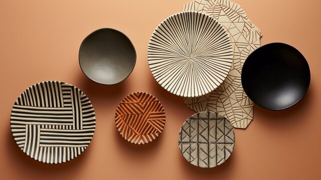 Home Decor Accent: Assorted Ceramic Plates with Elegant Patterns