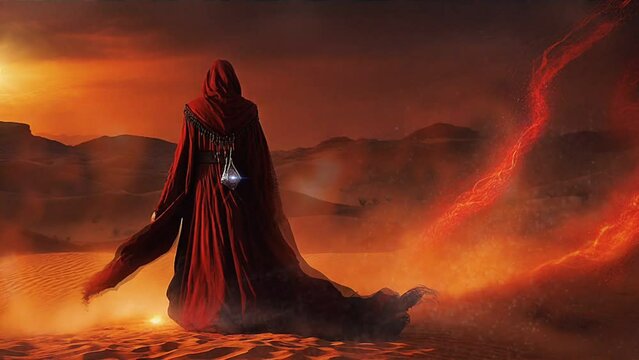 Desert warlock casting spell 