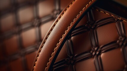 Luxurious Brown Leather Texture with Elegant Stitching