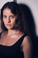 Model actress 20s posing outdoors in portrait