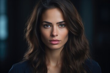 Fototapeta premium photo of a beautiful female psychologist with a stylish fashionable hairstyle and beautiful eyes