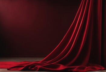red velvet curtain on stage. red velvet fabric. 3D illustration. red velvet curtain on stage. red velvet fabric. 3D illustration. red velvet curtains on a stage, 3D rendering. computer digital drawing