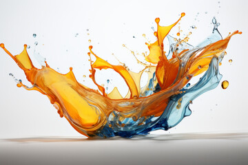 Liquid abstract colorful splash on white background. Generative AI