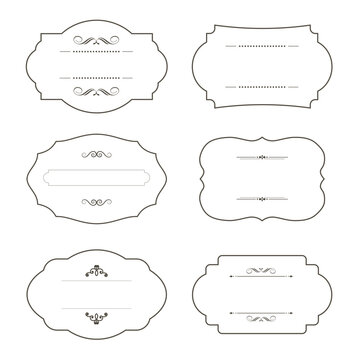 Vector frame set. Decorative black frames isolated illustrations. Wedding design elements. Decorated borders