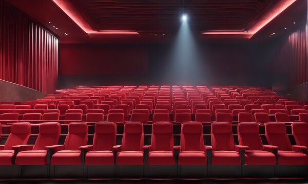 red seats in the cinema red seats in the cinema empty movie cinema with red seats. 3D rendering