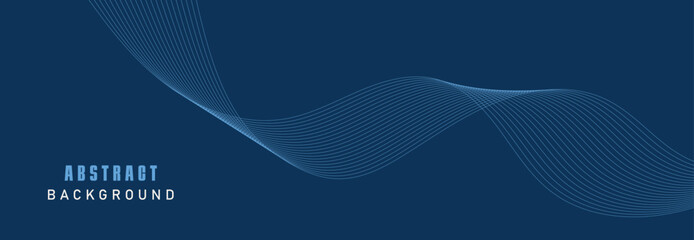 Abstract Blue Background with Blue wavy lines. Technology Banner.