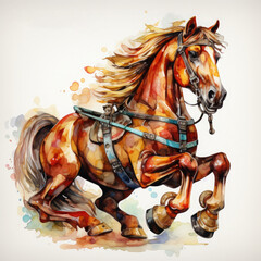 Rocking Horse Watercolor Sublimation illustration, Generative Ai