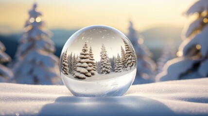 Fototapeta na wymiar Glass ball, Snowball depicts an enchanting holiday scene inside, reminiscent of the magic of the season.