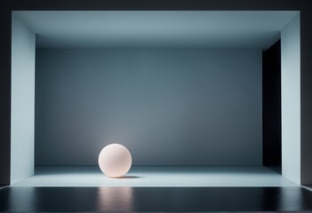 white ball on the black background white ball on the black background white egg with blue and white background. 3D rendering.