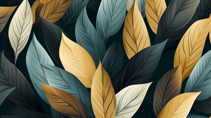 Abstract nature art leaf collage shape seamless
