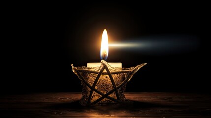 a burning candle set against the backdrop of the Israel flag, in observance of International Holocaust Remembrance Day.