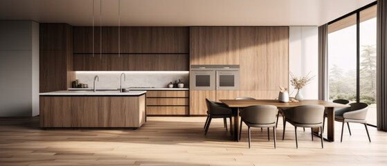 Contemporary kitchen interior in a luxury apartment