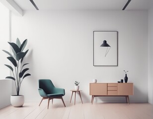 white modern living room with empty space white modern living room with empty space modern living room interior with white sofa and lamp on table, coffee cup and plant. 3D rendering